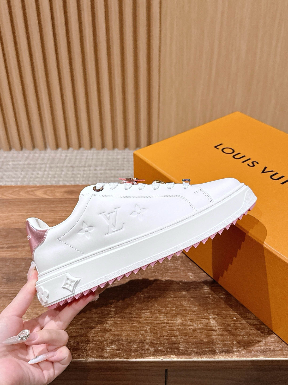 White Leather Floral Charm Low-Top - Women's