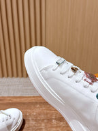 White Leather Floral Charm Low-Top - Women's