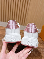 White Leather Floral Charm Low-Top - Women's