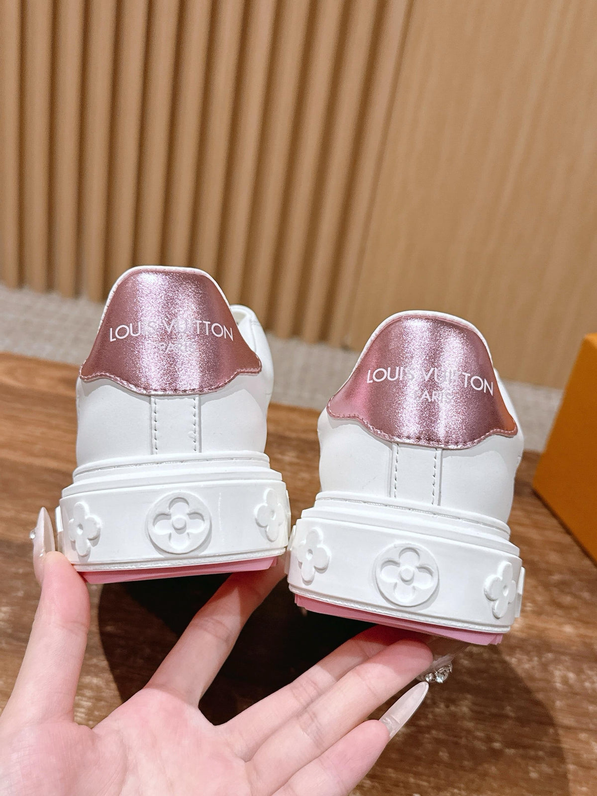 White Leather Floral Charm Low-Top - Women's