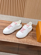 White Leather Floral Charm Low-Top - Women's
