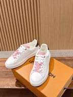 White Leather Floral Charm Low-Top - Women's