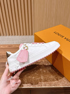 White Leather Floral Charm Low-Top - Women's