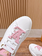 White Leather Floral Charm Low-Top - Women's