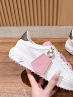 White Leather Floral Charm Low-Top - Women's