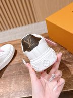 White Leather Floral Charm Low-Top - Women's