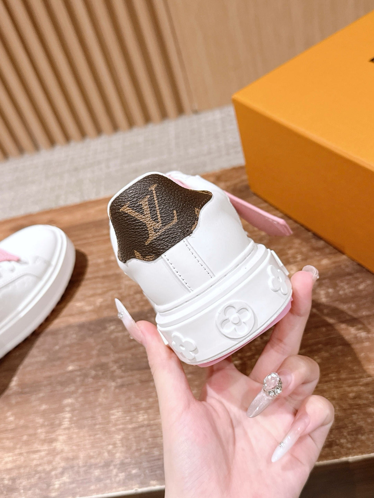 White Leather Floral Charm Low-Top - Women's