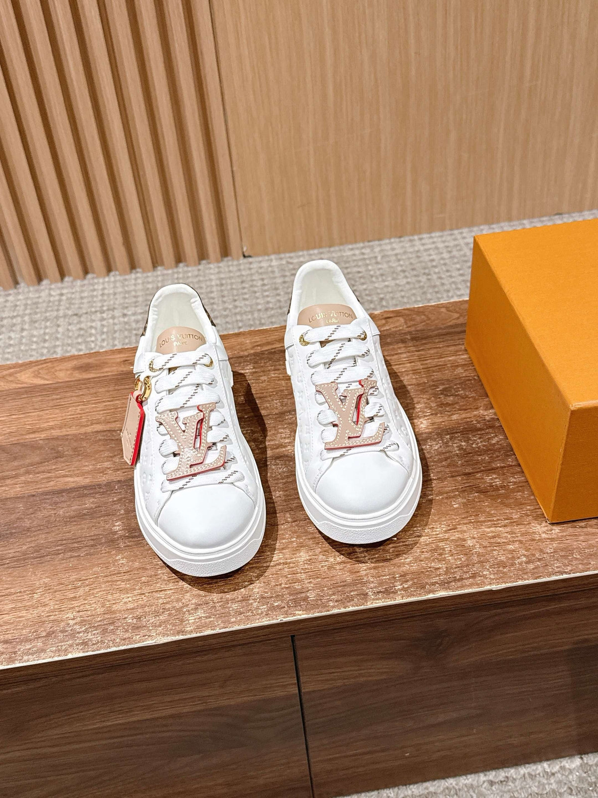 White Leather Floral Charm Low-Top - Women's