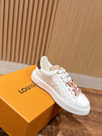 White Leather Floral Charm Low-Top - Women's