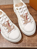 White Leather Floral Charm Low-Top - Women's
