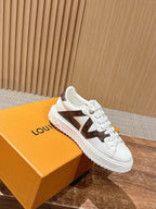 Schwarze Low-Top-Sneaker aus Leder mit Monogramm – Damen