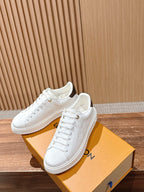 White Leather Embellished Low-Top - Women's