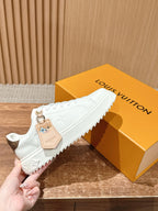 White Leather Embellished Low-Top - Women's