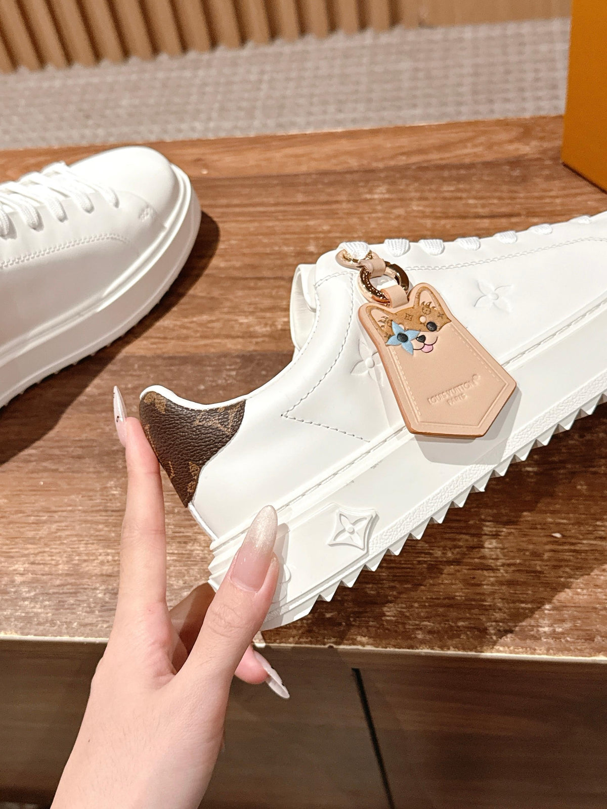 White Leather Embellished Low-Top - Women's