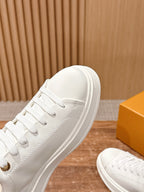 White Leather Embellished Low-Top - Women's