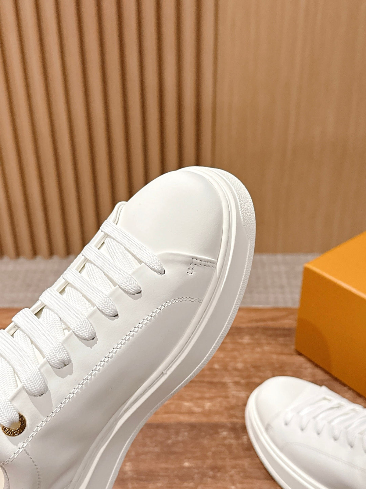 White Leather Embellished Low-Top - Women's
