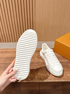 White Leather Embellished Low-Top - Women's