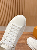 White Leather Embellished Low-Top - Women's