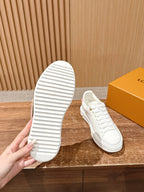 White Leather Embellished Low-Top - Women's