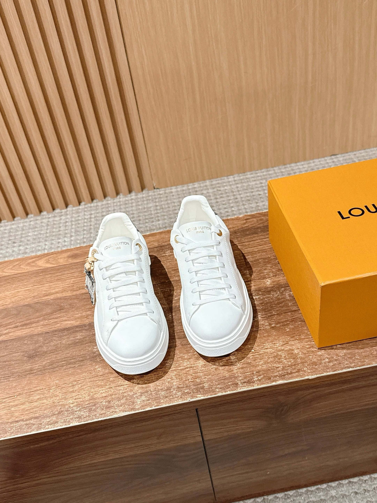 White Leather Embellished Low-Top - Women's