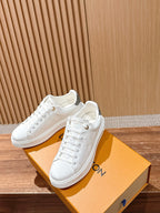 White Leather Embellished Low-Top - Women's