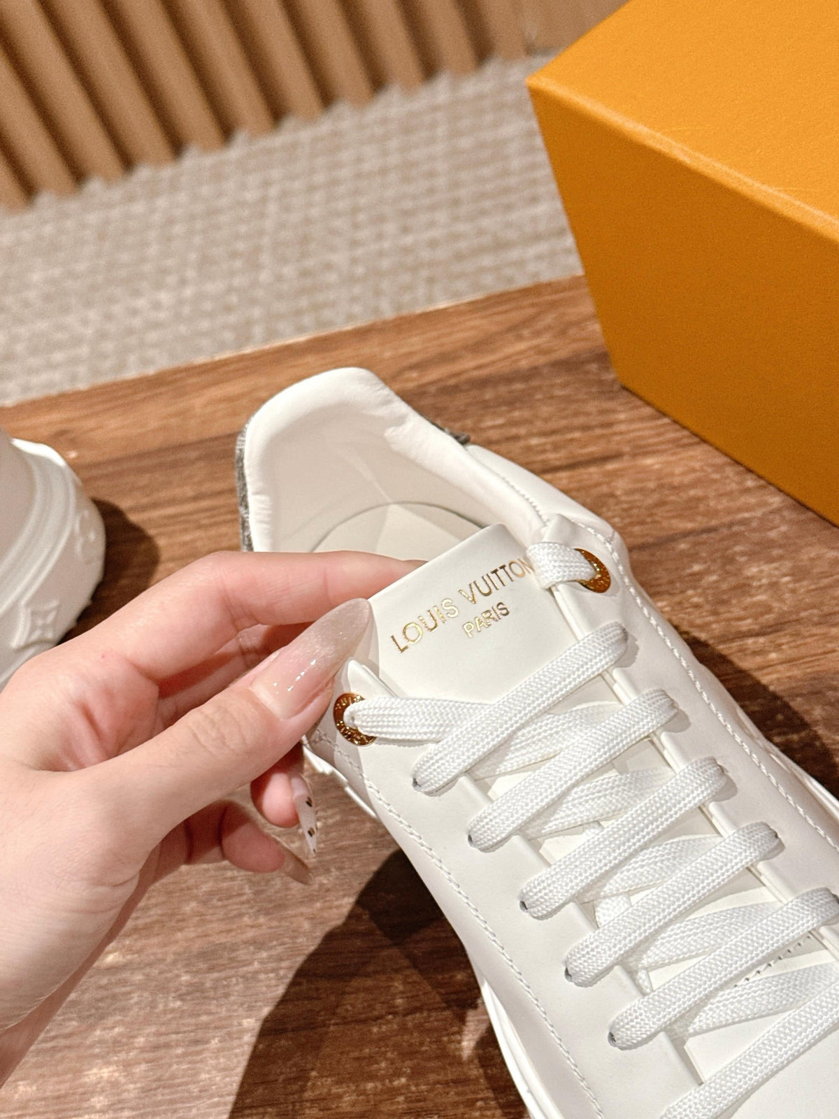 White Leather Embellished Low-Top - Women's