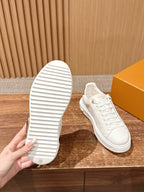 White Leather Embellished Low-Top - Women's
