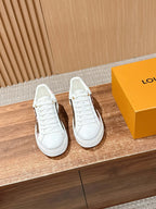 White Leather Embellished Low-Top - Women's