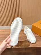 White Leather Embellished Low-Top - Women's