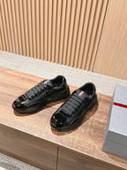 Black Leather Patent Low-Top - Men's