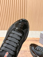Black Leather Patent Low-Top - Men's