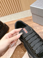 Black Leather Patent Low-Top - Men's