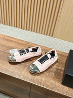 Pinker Leder-Low-Top mit Grafik – Damen