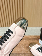 Pinker Leder-Low-Top mit Grafik – Damen