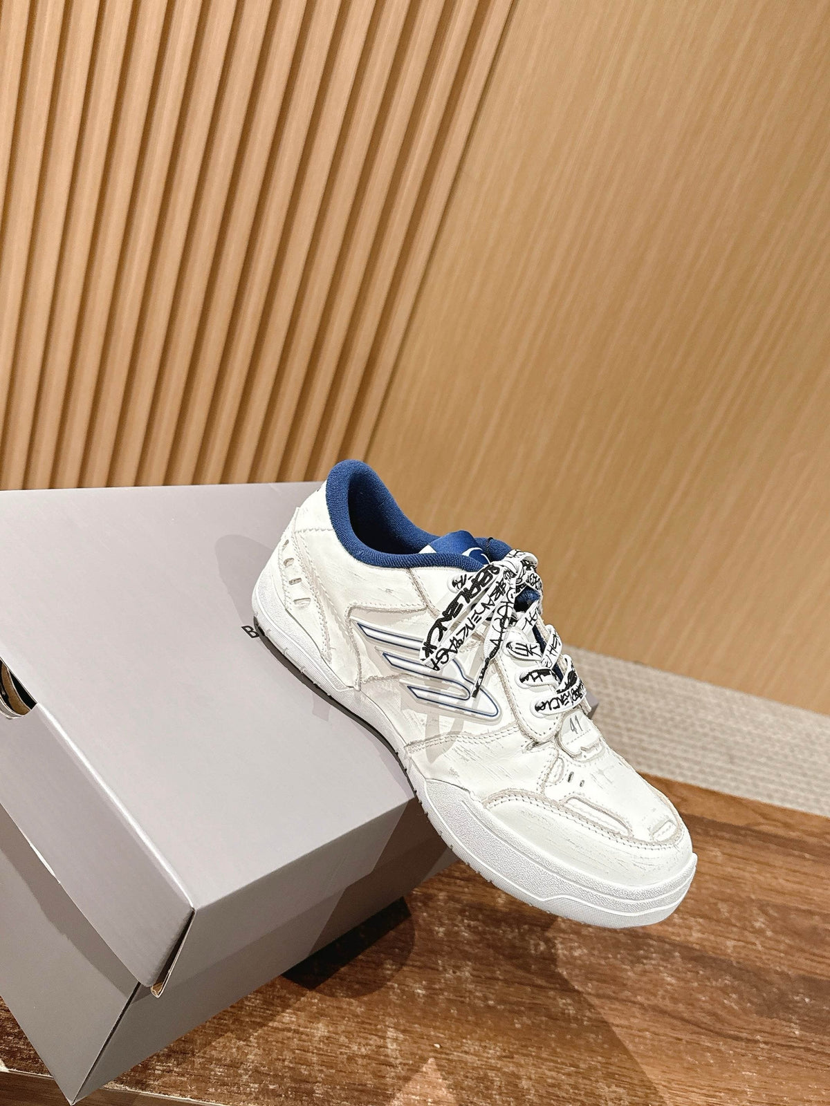 White and Blue Runner Sneakers