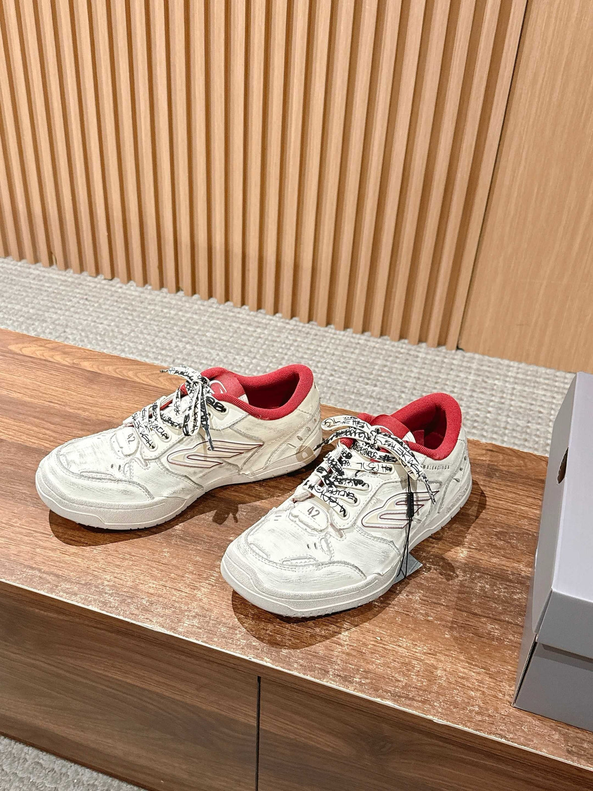 White and Blue Runner Sneakers