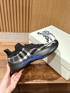 Black Knit Check Sock Runner - Men's