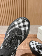 Black Knit Check Sock Runner - Men's