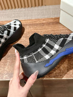 Black Knit Check Sock Runner - Men's