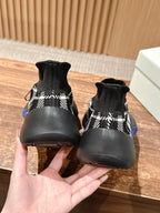 Black Knit Check Sock Runner - Men's