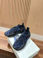 Black Knit Check Sock Runner - Men's