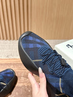 Black Knit Check Sock Runner - Men's