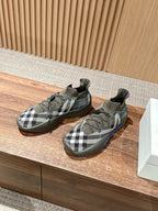 Black Knit Check Sock Runner - Men's