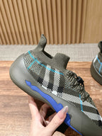 Black Knit Check Sock Runner - Men's
