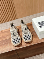 Black Knit Check Sock Runner - Men's