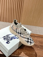 Black Knit Check Sock Runner - Men's