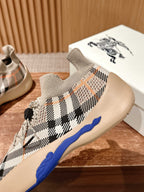 Black Knit Check Sock Runner - Men's
