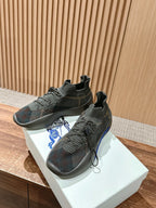 Black Knit Check Sock Runner - Men's