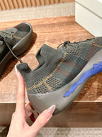 Black Knit Check Sock Runner - Men's