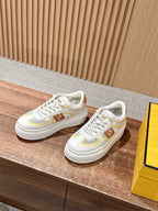 White Leather Contrast Trim Low-Top - Women's